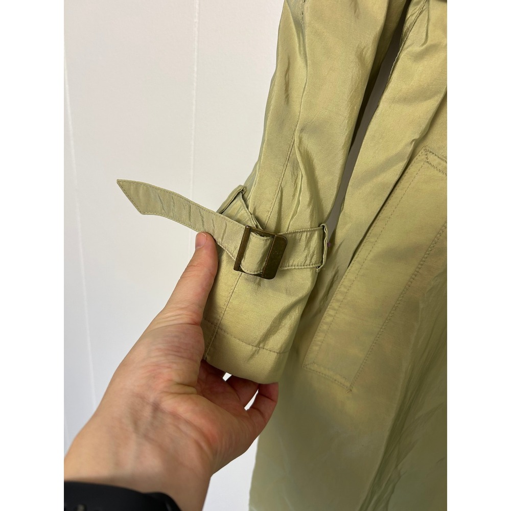 VTG 80s Jones New York Petites Spring Trench Coat Iridescent Green Size 6P USA - Picture 7 of 12